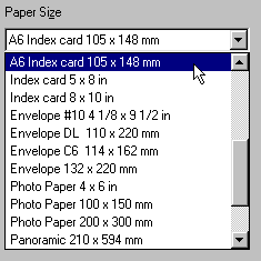Paper size selection