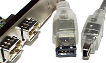 FireWire ports and cable