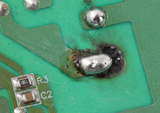 Scorched-circuit-board repair