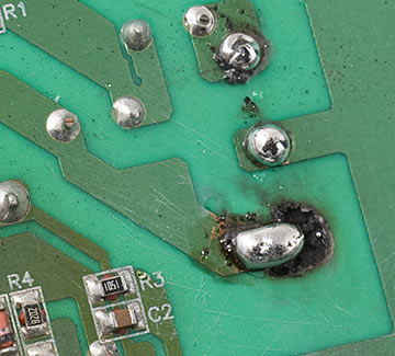 Fixing a circuit board with a solder blob