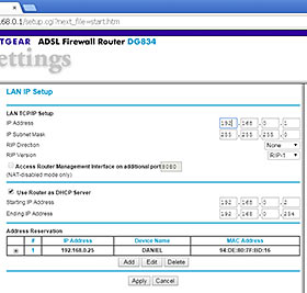 Netgear router DHCP settings