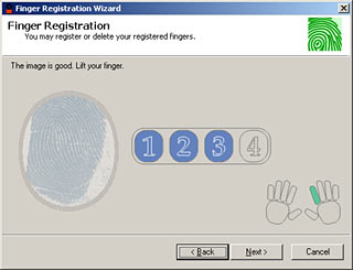 Registering a finger